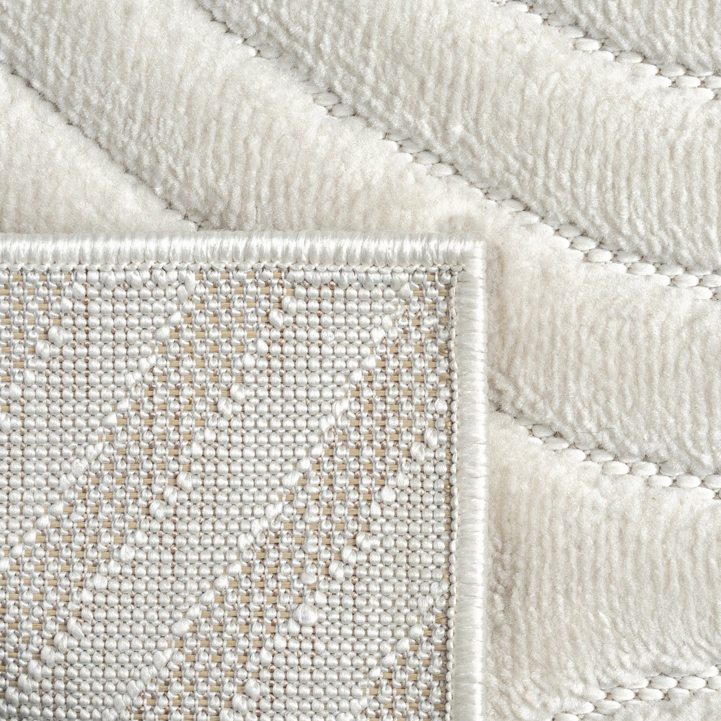 Atlas-82418 Contemporary Power-Loomed Ivory Polypropylene Indoor/Outdoor Area Rug - LR Home