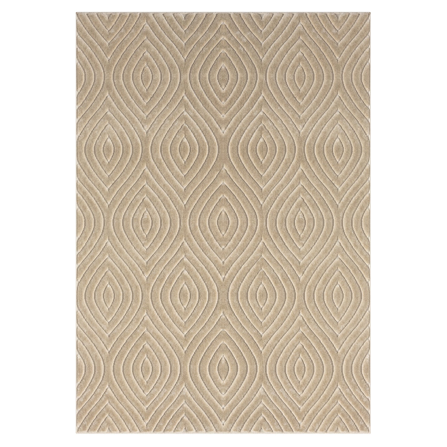 Atlas-82419 Contemporary Power-Loomed Beige Polypropylene Indoor/Outdoor Area Rug - LR Home