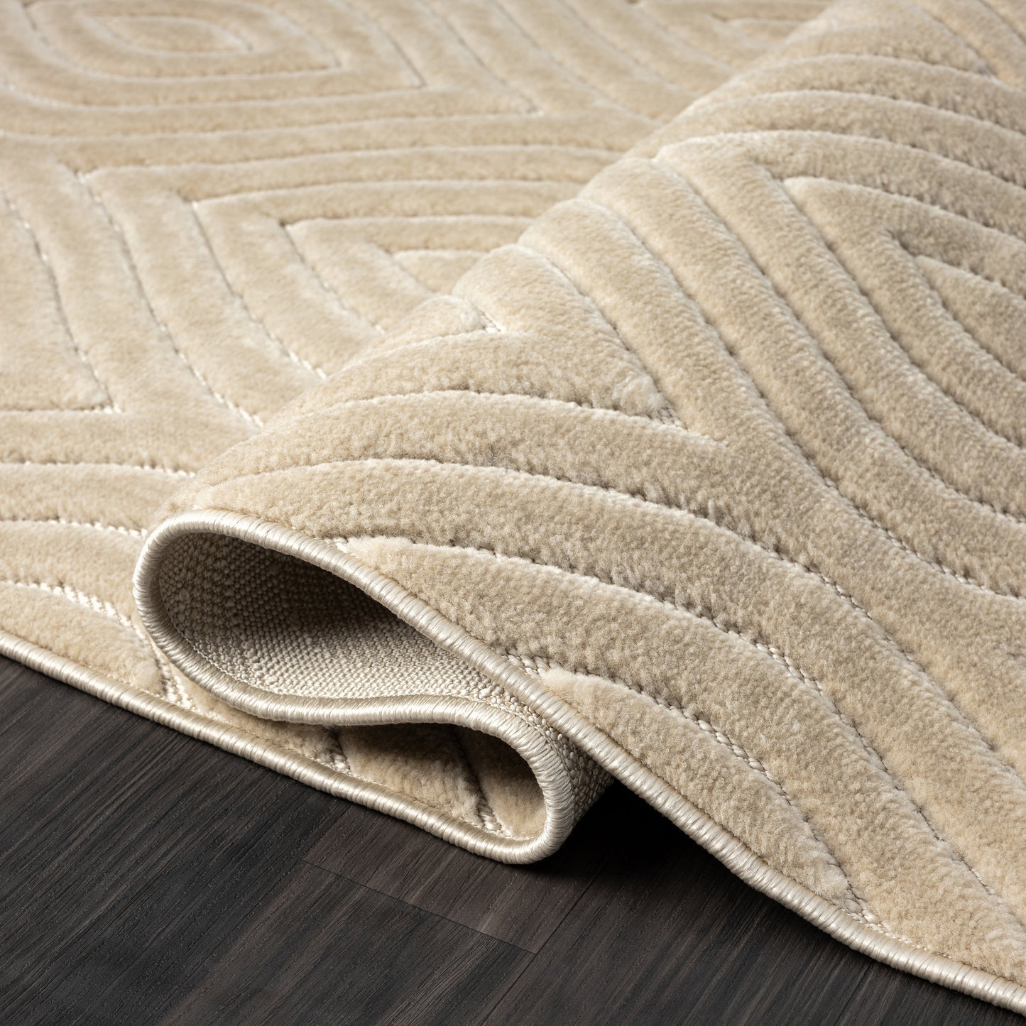 Atlas-82419 Contemporary Power-Loomed Beige Polypropylene Indoor/Outdoor Area Rug - LR Home