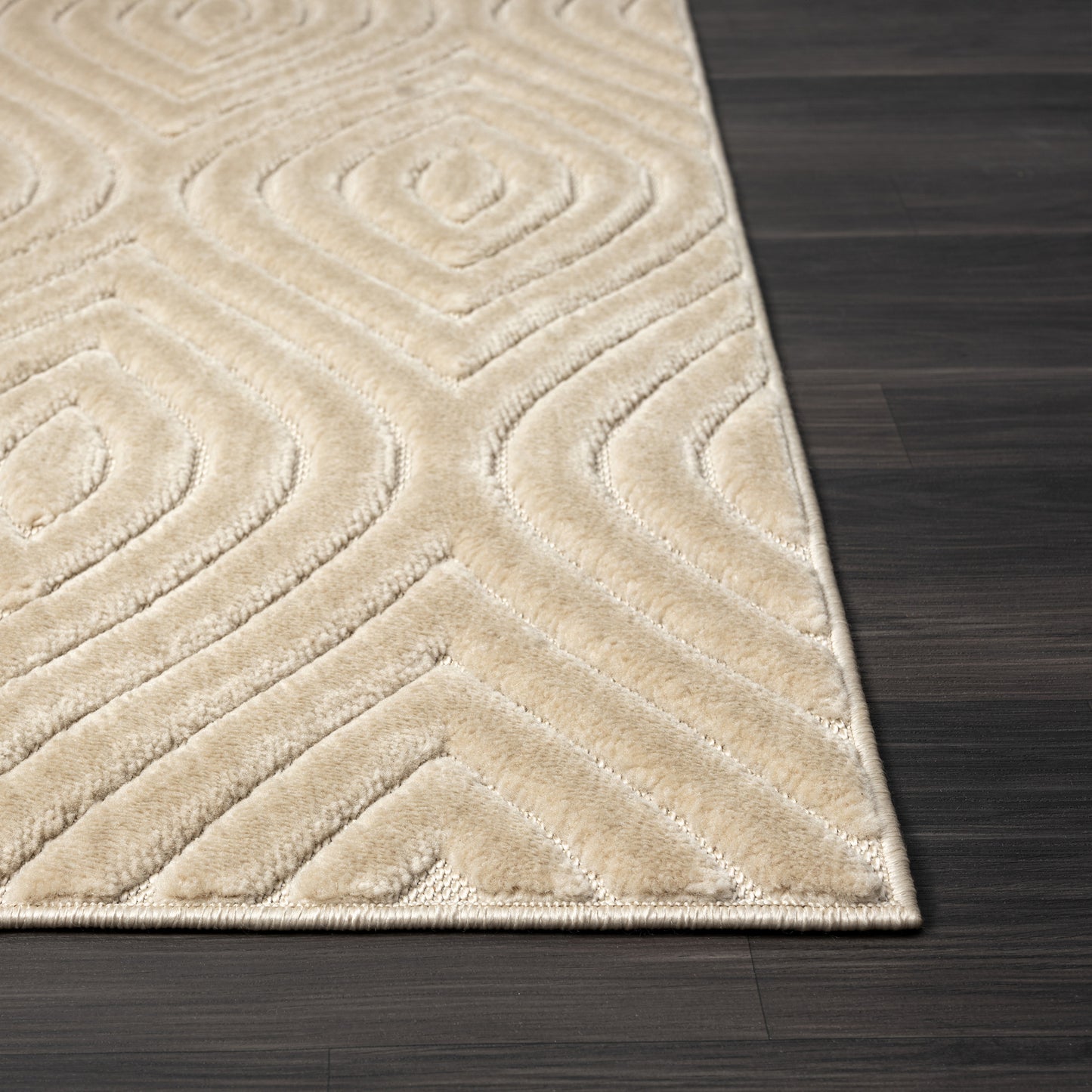 Atlas-82419 Contemporary Power-Loomed Beige Polypropylene Indoor/Outdoor Area Rug - LR Home