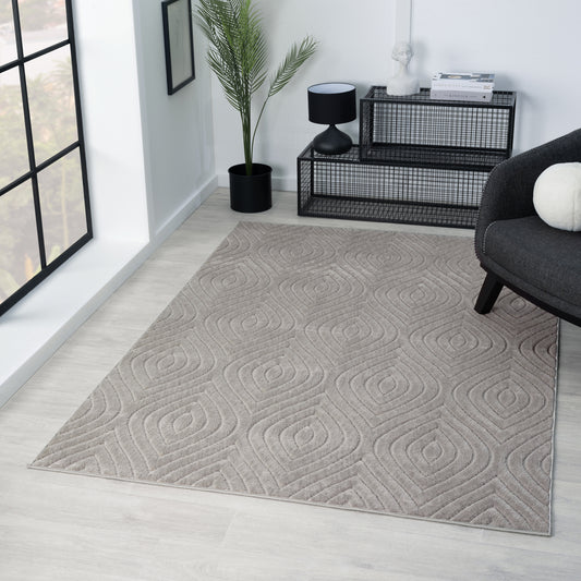 Atlas-82420 Contemporary Power-Loomed Gray Polypropylene Indoor/Outdoor Area Rug - LR Home