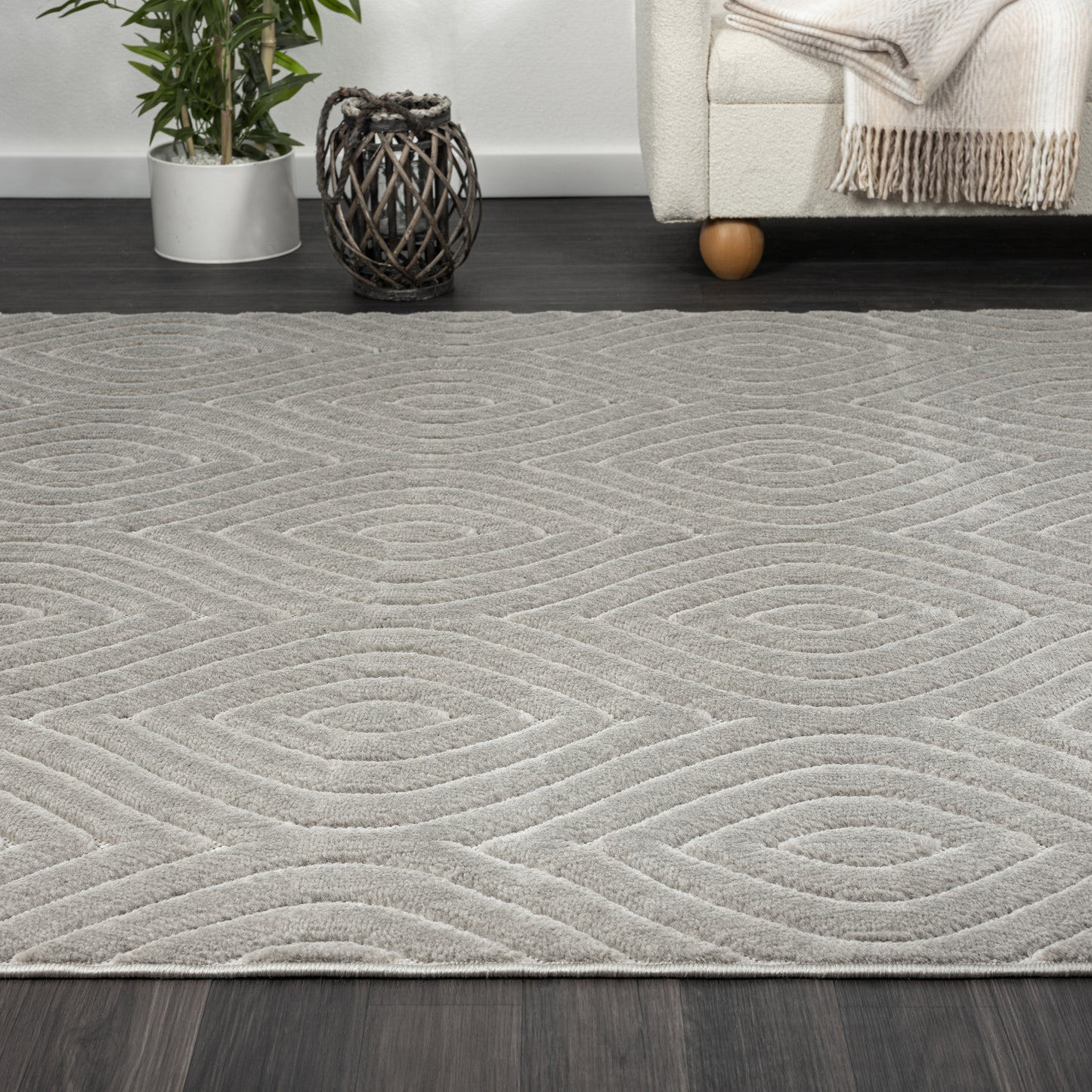 Atlas-82420 Contemporary Power-Loomed Gray Polypropylene Indoor/Outdoor Area Rug - LR Home