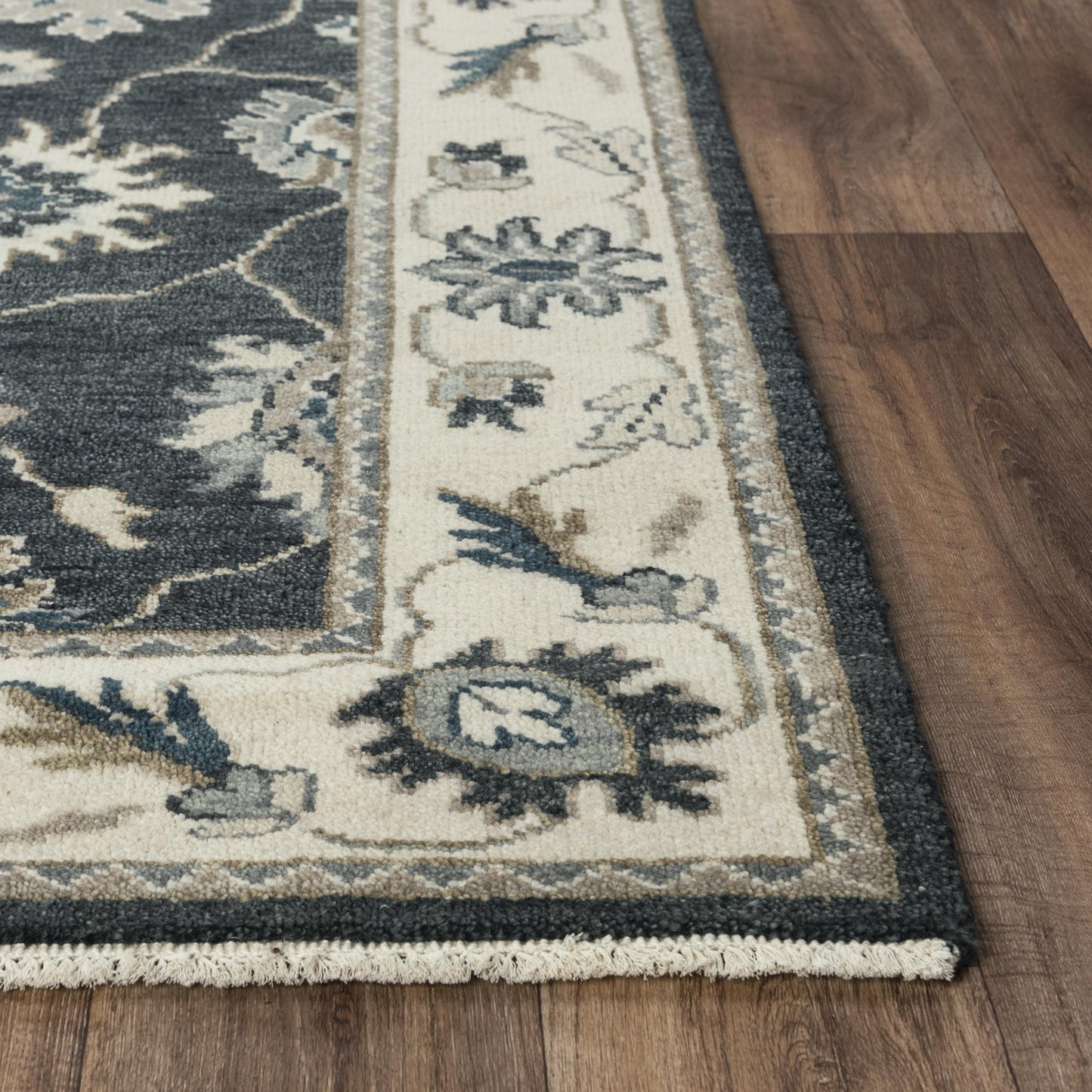 Ashton ATN916 Charcoal/Ivory Hand Knotted Rug - Rizzy