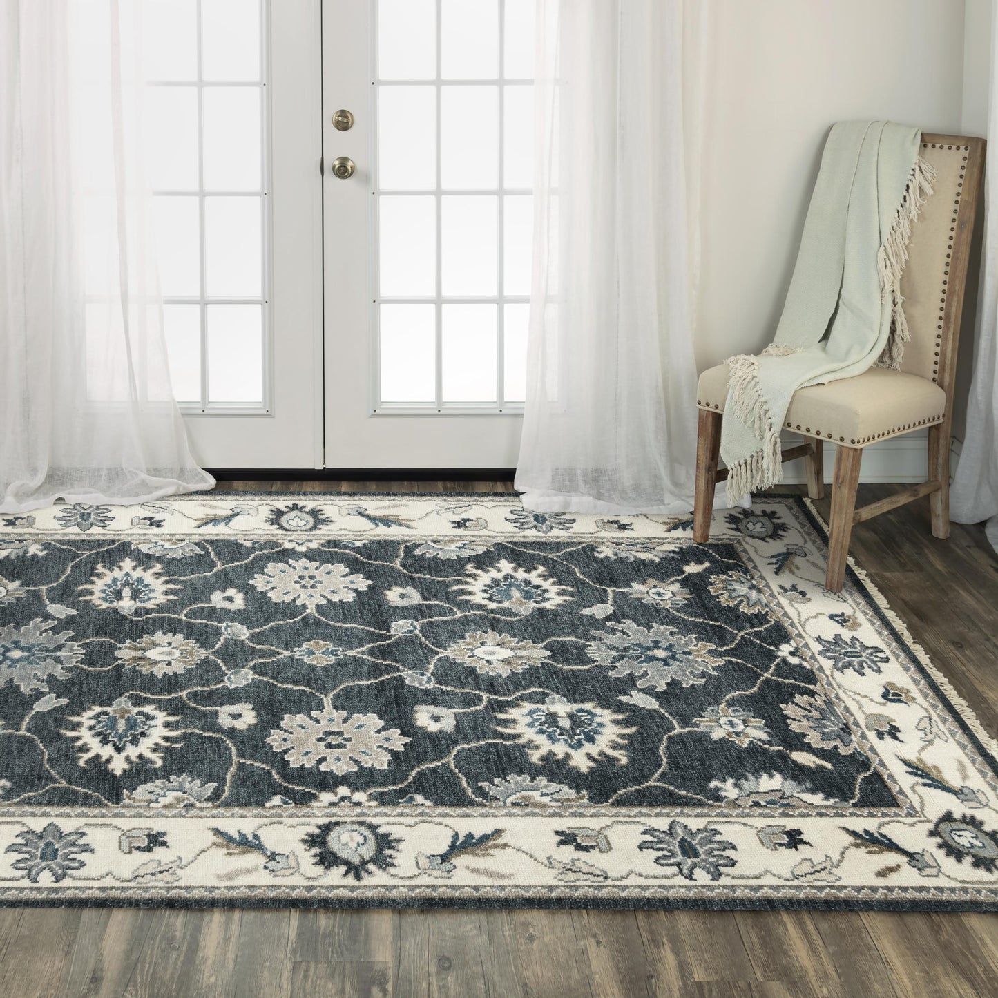 Ashton ATN916 Charcoal/Ivory Hand Knotted Rug - Rizzy