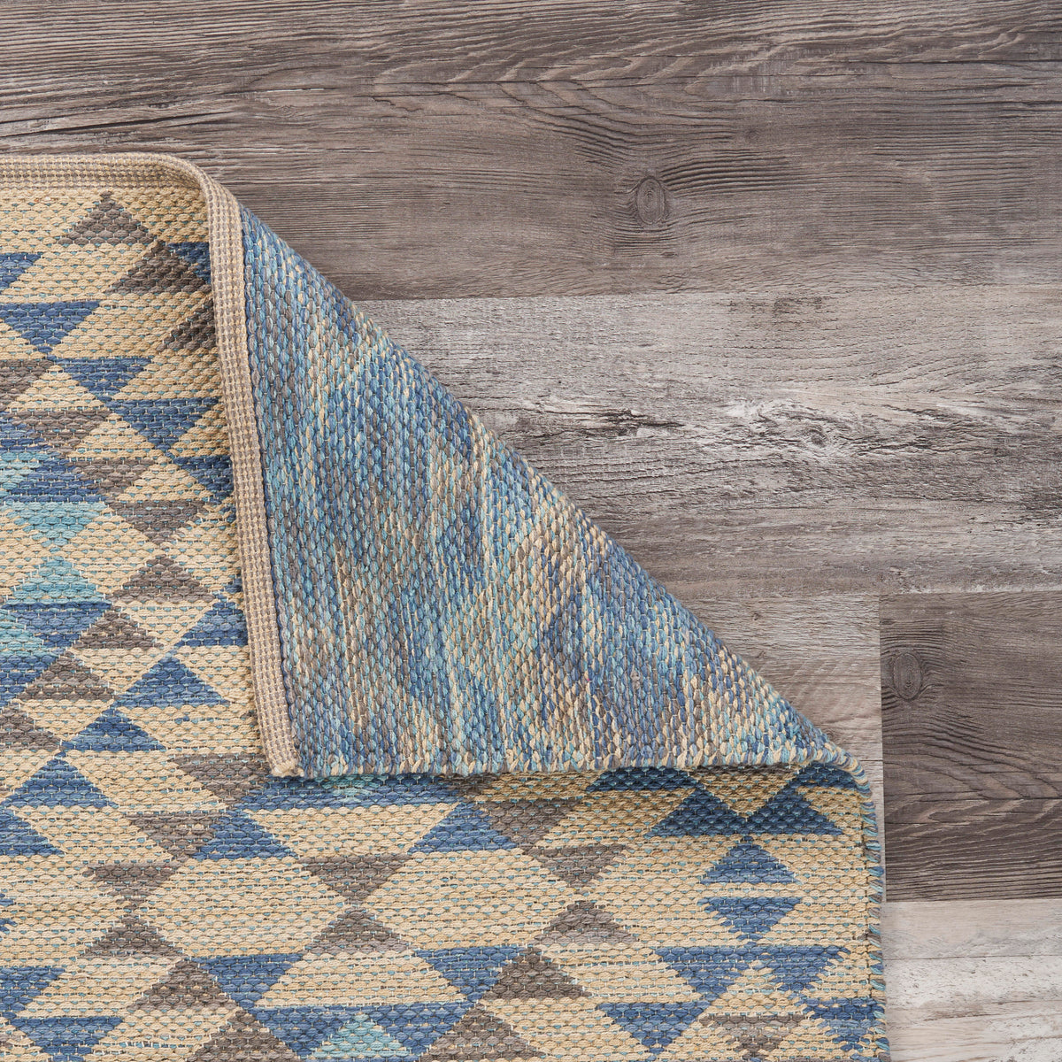 Ox Bay Blue/Beige Southwestern Geometric Cotton Blend Indoor Area Rug - back view
