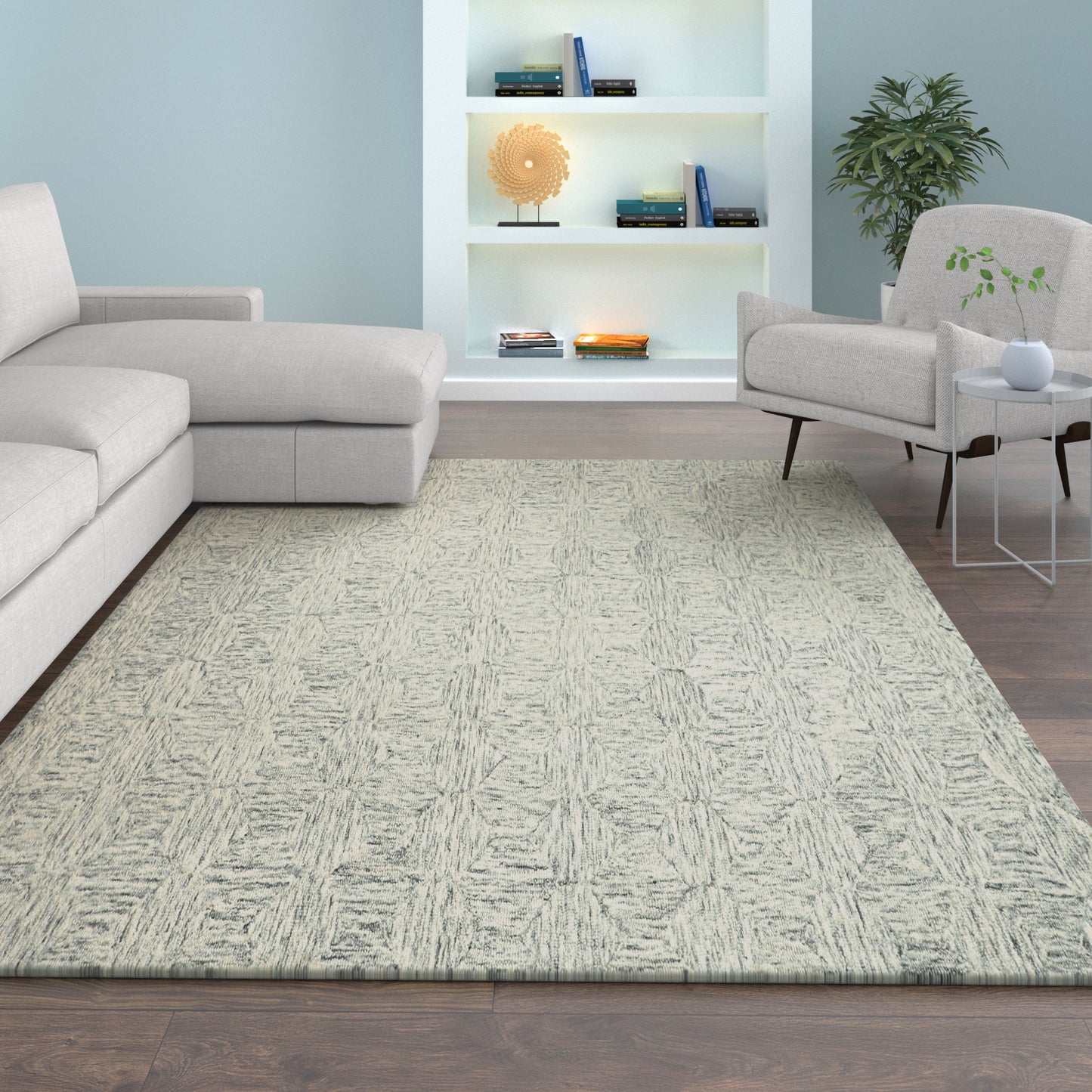 Aurora-82385 Modern Hand-Tufted Silver Cotton Indoor Area Rug - LR Home