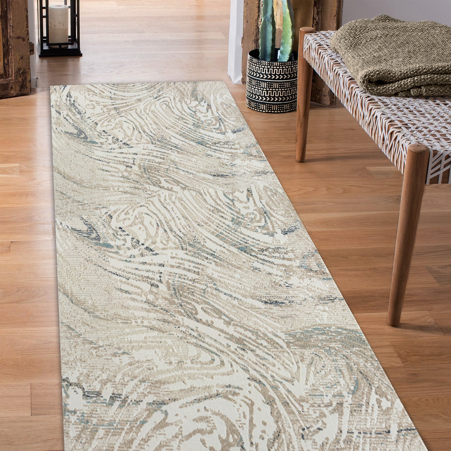 Avalon-82433 Contemporary Power-Loomed Gray/Blue Jute Indoor Area Rug - LR Home