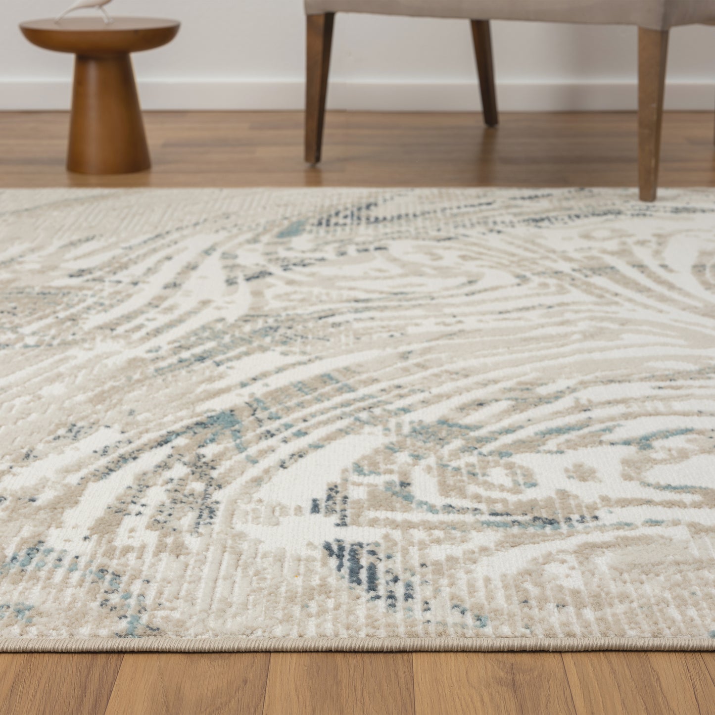 Avalon-82433 Contemporary Power-Loomed Gray/Blue Jute Indoor Area Rug - LR Home