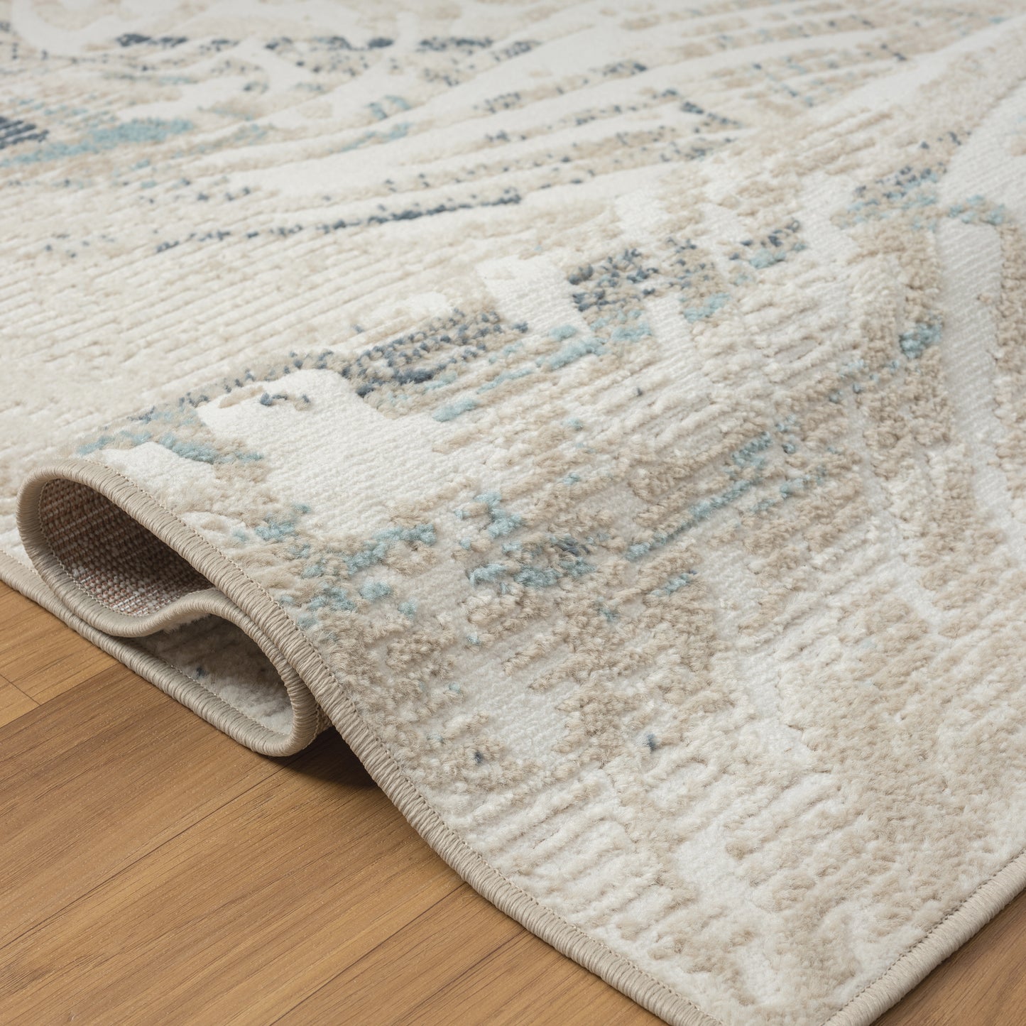 Avalon-82433 Contemporary Power-Loomed Gray/Blue Jute Indoor Area Rug - LR Home