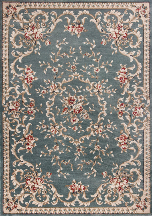 Avalon 5602 Slate Blue Aubusson Machine Woven Performance Area Rug - KAS