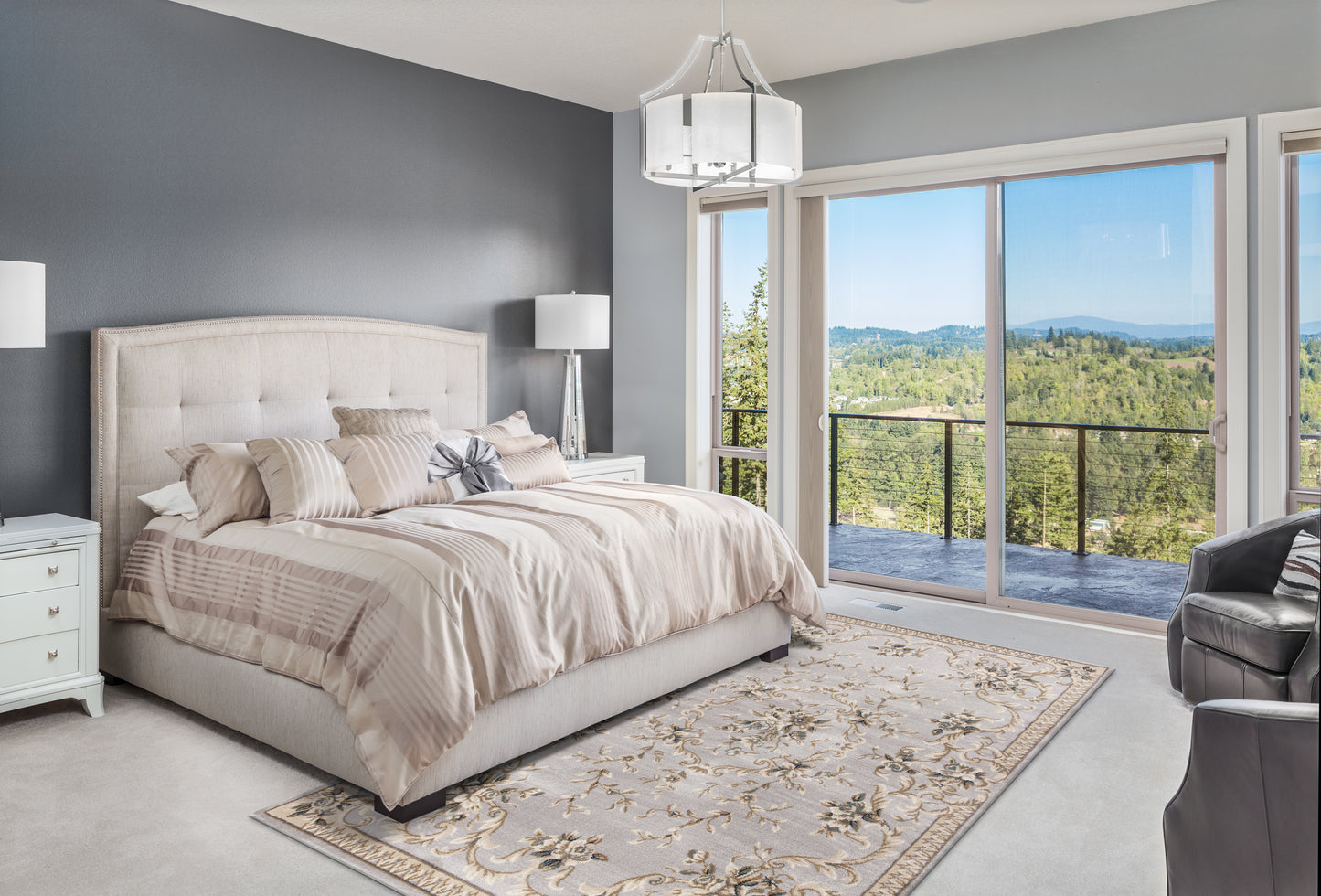 Avalon 5604 Light Grey Aubusson Machine Woven Performance Area Rug - KAS