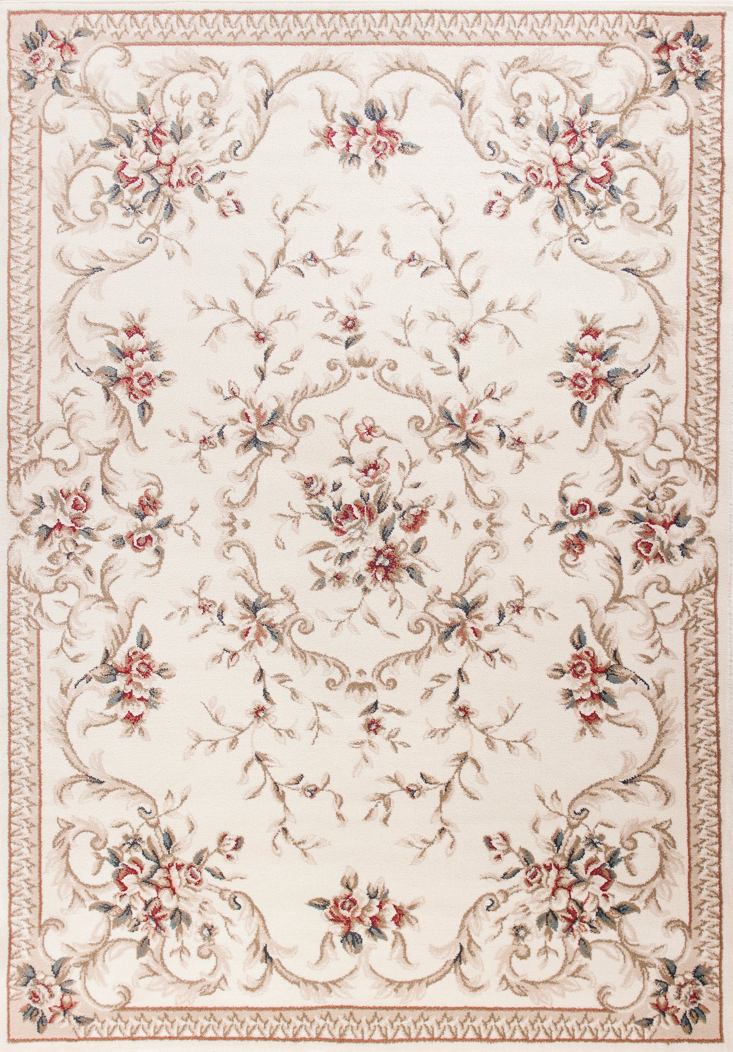 Avalon 5606 Ivory Aubusson Machine Woven Performance Area Rug - KAS