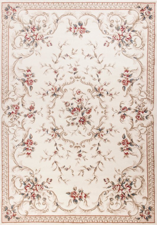 Avalon 5606 Ivory Aubusson Machine Woven Performance Area Rug - KAS