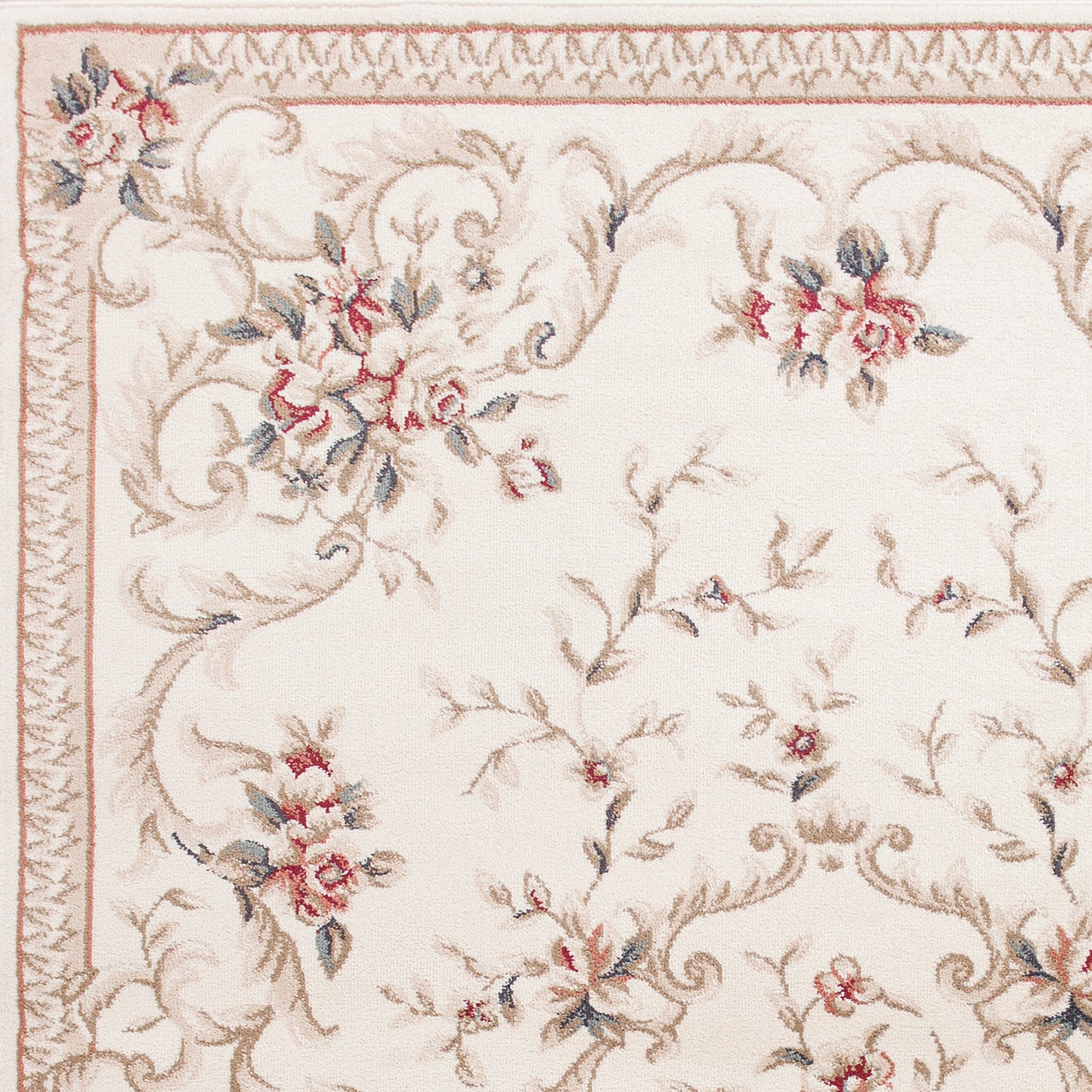 Avalon 5606 Ivory Aubusson Machine Woven Performance Area Rug - KAS