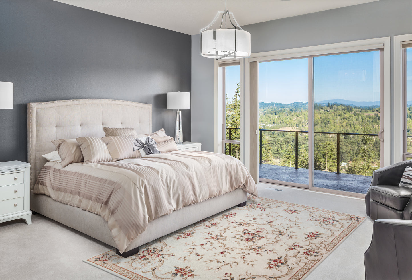 Avalon 5606 Ivory Aubusson Machine Woven Performance Area Rug - KAS