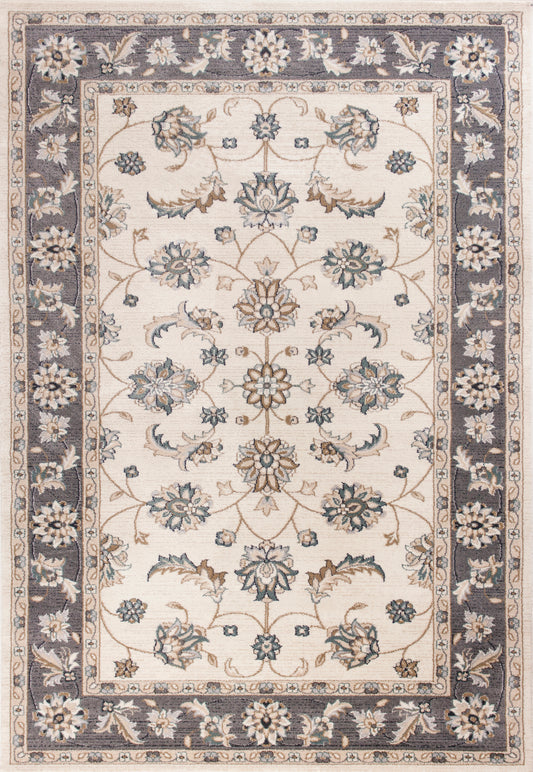 Avalon 5612 Ivory/Grey Mahal Machine Woven Performance Area Rug - KAS