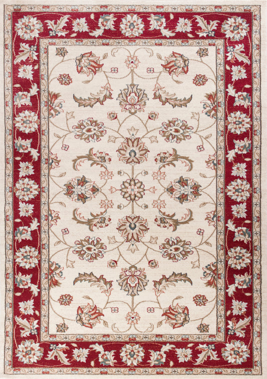 Avalon 5613 Ivory/Red  Mahal Machine Woven Performance Area Rug - KAS