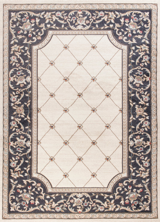 Avalon 5614 Ivory/Grey Courtyard Machine Woven Performance Area Rug - KAS