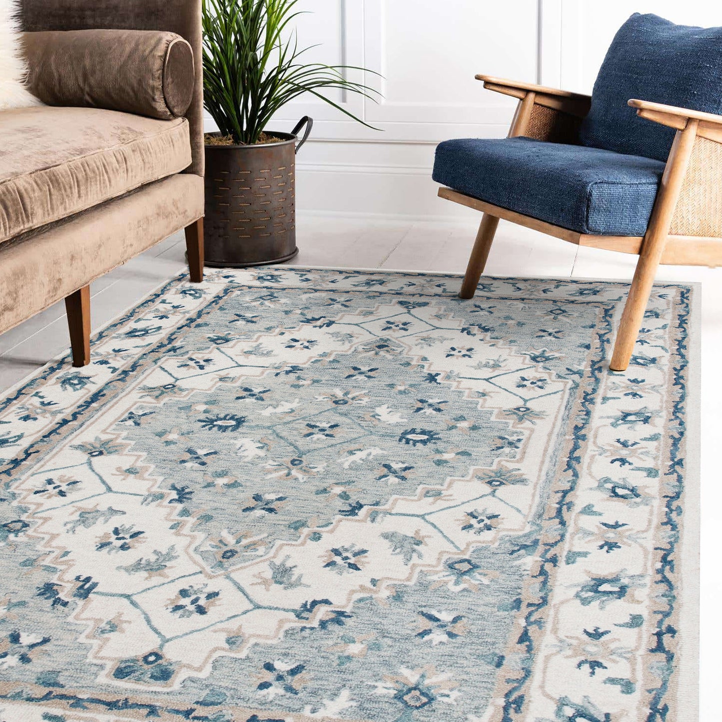 Babylon-81787 Farmhouse Hand-Tufted Gray Cotton Indoor Area Rug - LR Home