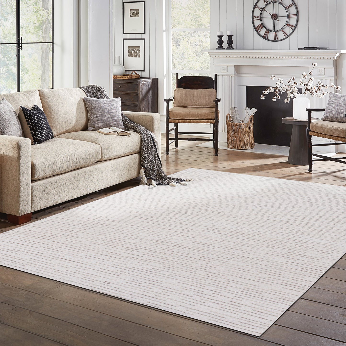 Babylon-81788 Transitional Hand-Tufted Ivory/Beige Cotton Indoor Area Rug - LR Home