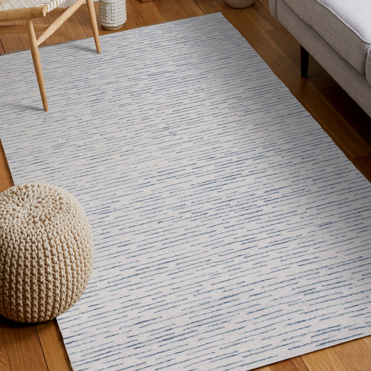 Babylon-81789 Transitional Hand-Tufted Ivory/Blue Cotton Indoor Area Rug - LR Home