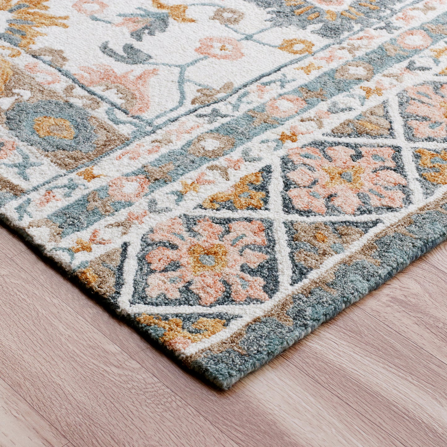 Babylon-81790 Traditional Hand-Tufted Blue/Pink Cotton Indoor Area Rug - LR Home