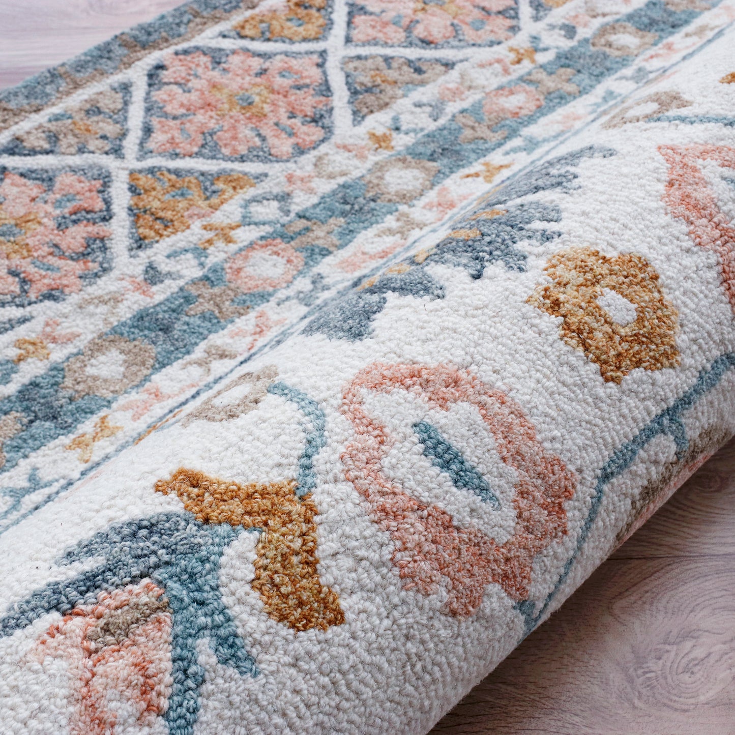 Babylon-81790 Traditional Hand-Tufted Blue/Pink Cotton Indoor Area Rug - LR Home