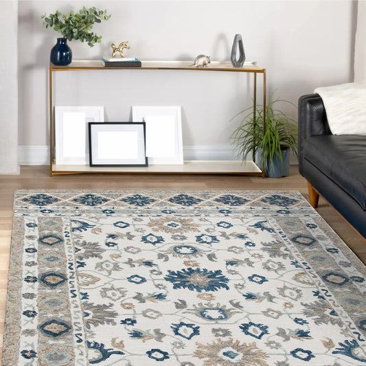 Babylon-81791 Farmhouse Hand-Tufted Ivory Cotton Indoor Area Rug - LR Home