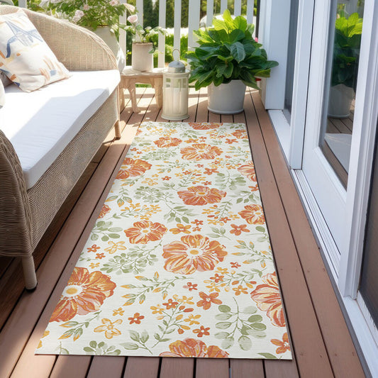 Belize-82510 Tropical Power-Loomed Green Self-Backed Indoor/Outdoor Area Rug - LR Home