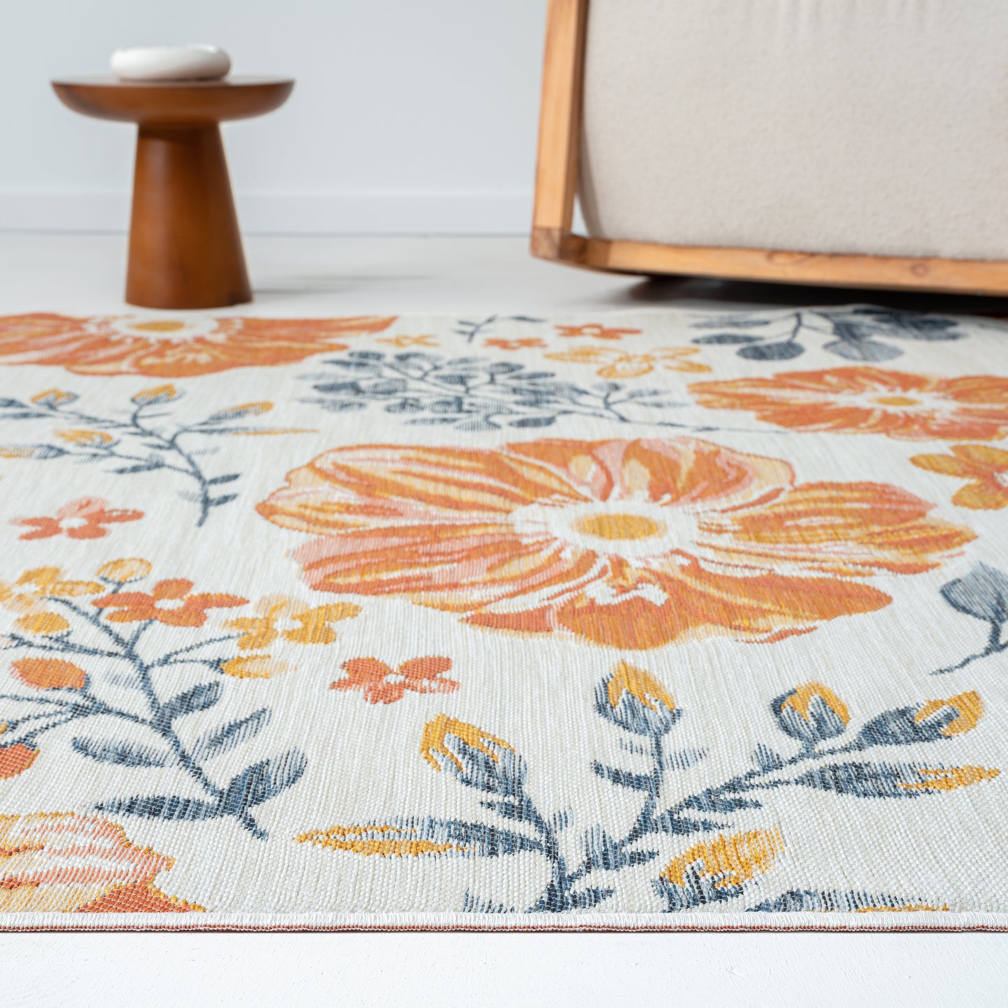 Belize-82511 Tropical Power-Loomed Orange Self-Backed Indoor/Outdoor Area Rug - LR Home