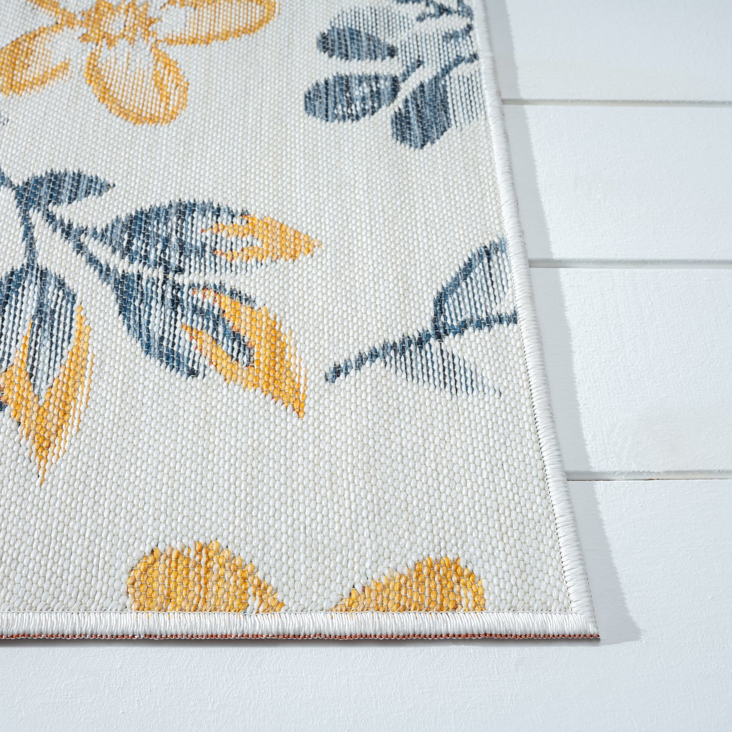 Belize-82511 Tropical Power-Loomed Orange Self-Backed Indoor/Outdoor Area Rug - LR Home