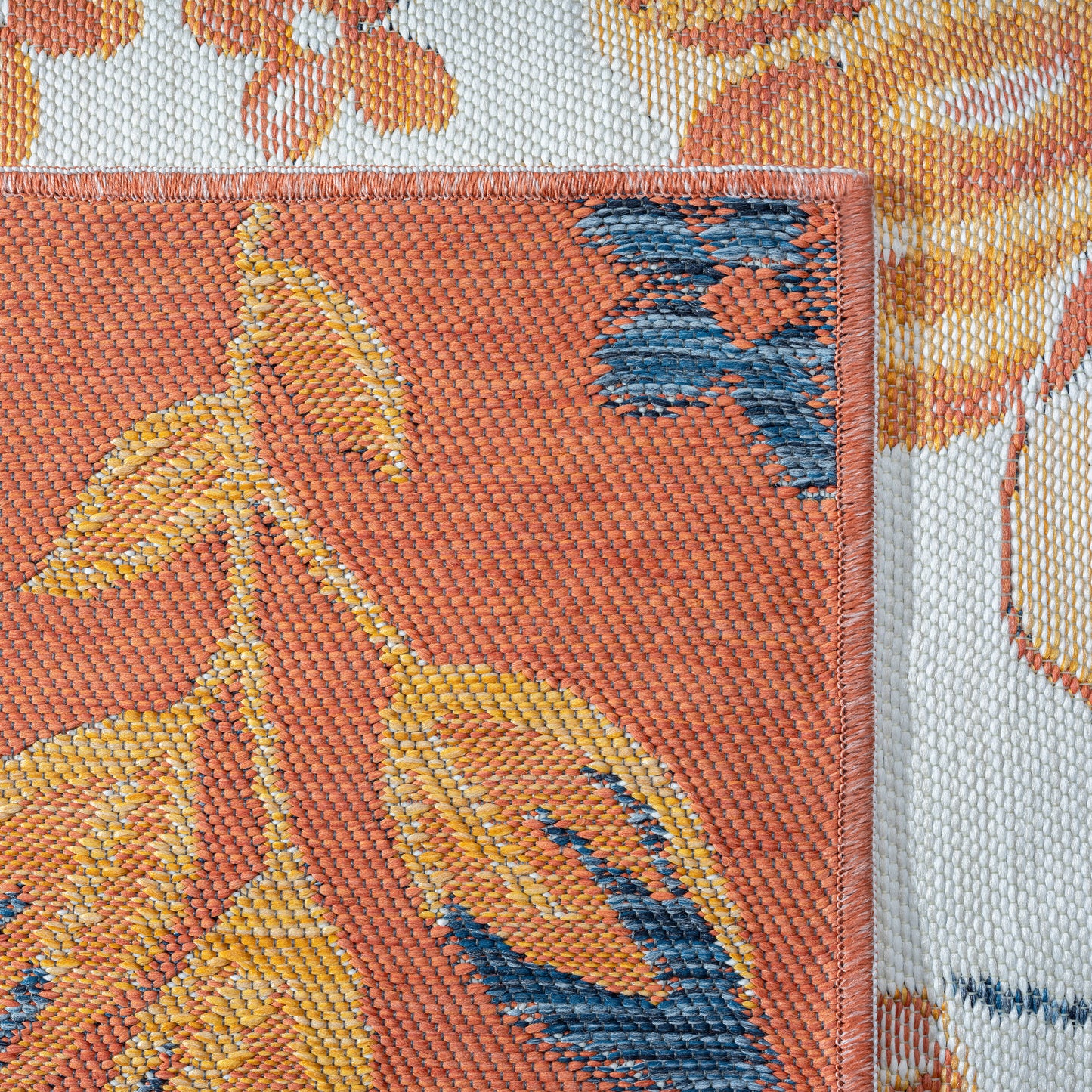 Belize-82511 Tropical Power-Loomed Orange Self-Backed Indoor/Outdoor Area Rug - LR Home