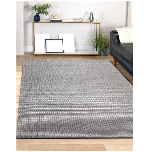Bergen-03435 Transitional Hand-Woven Silver Cotton Indoor Area Rug - LR Home