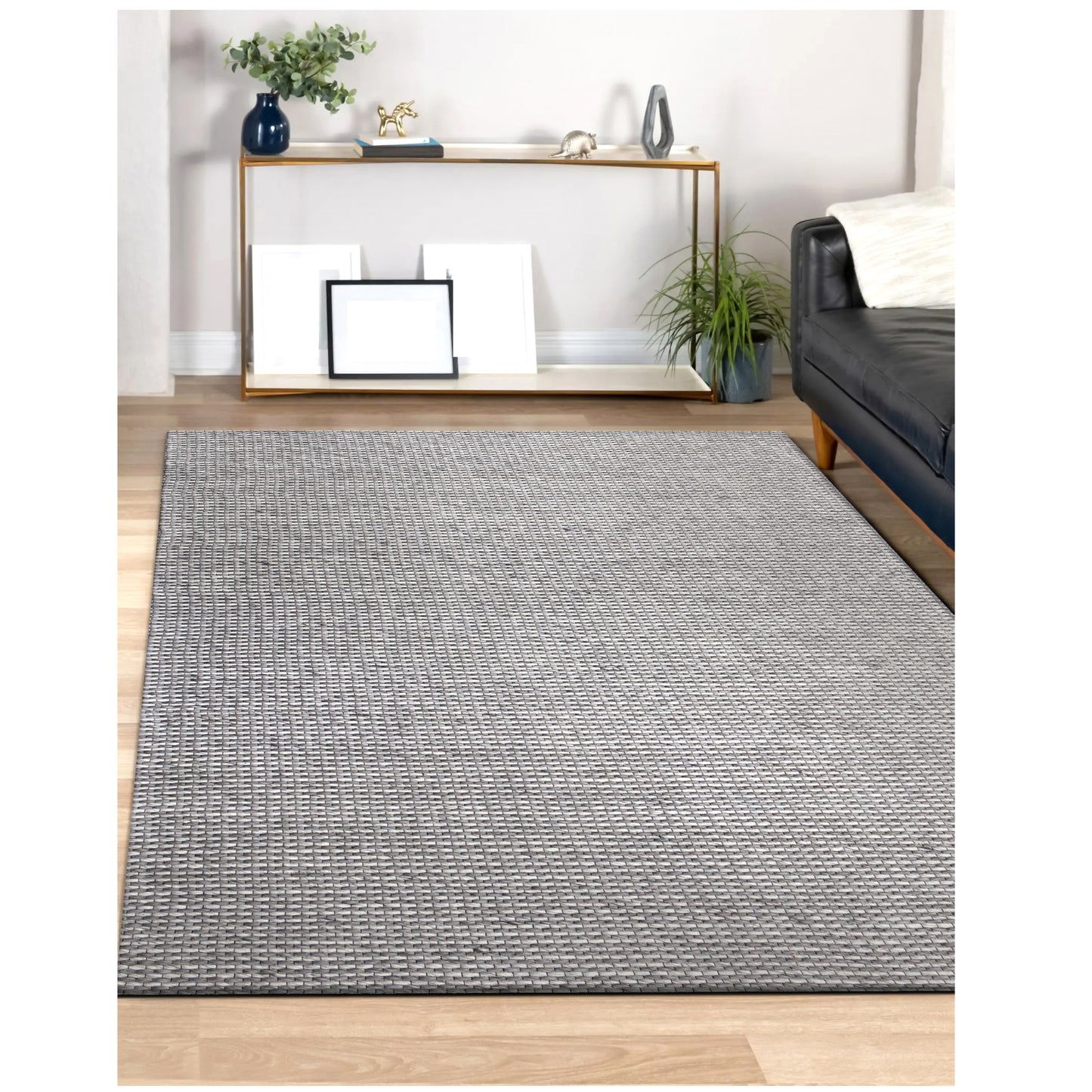 BERGN-03435 Transitional/Casual Hand-Woven Silver Natural Wool and Nylon Mix Indoor Area Rugs - LR Home