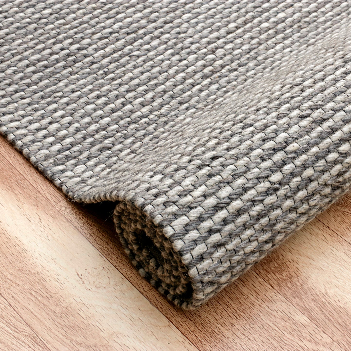 Bergen-03435 Transitional Hand-Woven Silver Cotton Indoor Area Rug - LR Home