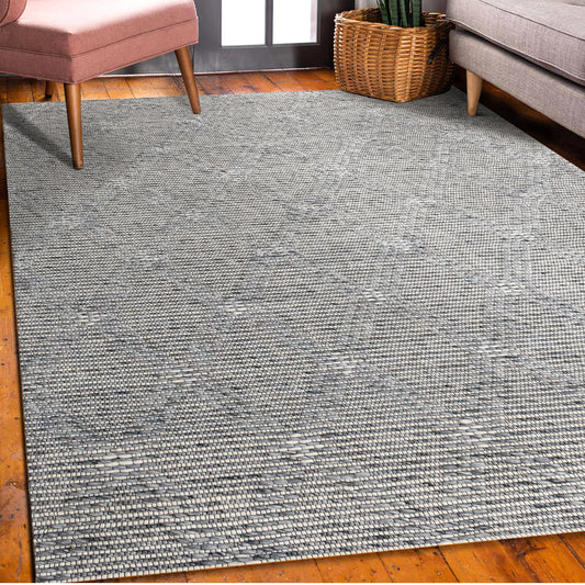 Bergen-03437 Transitional Hand-Woven Blue Cotton Indoor Area Rug - LR Home