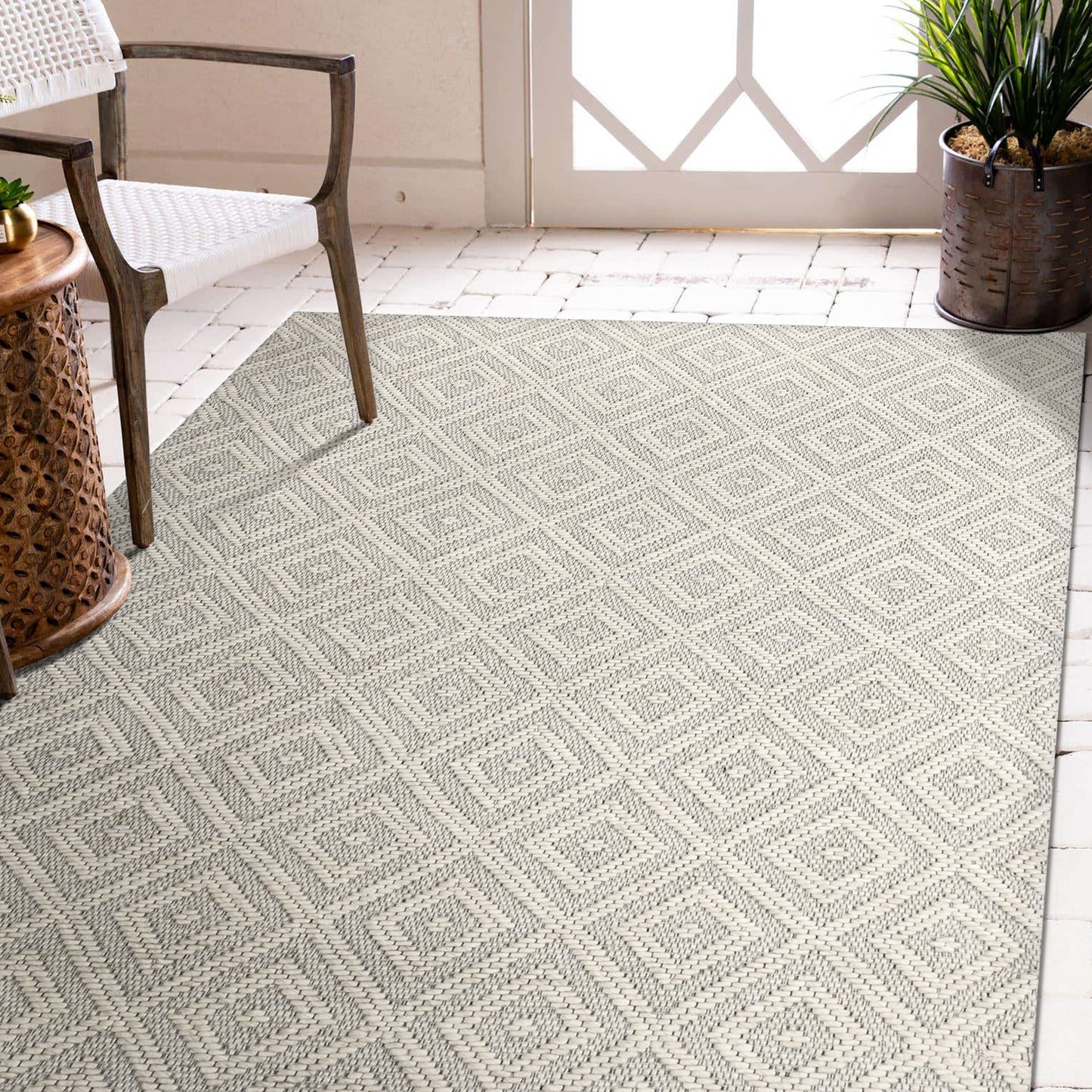 Bergen-03438 Transitional Hand-Woven Ivory Cotton Indoor Area Rug - LR Home