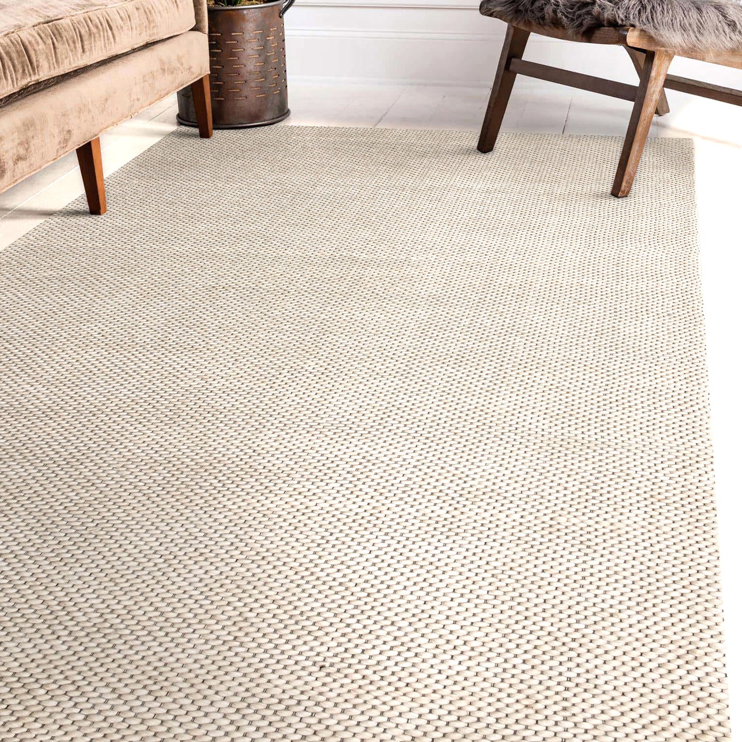 Bergen-03440 Transitional Hand-Woven Beige Cotton Indoor Area Rug - LR Home