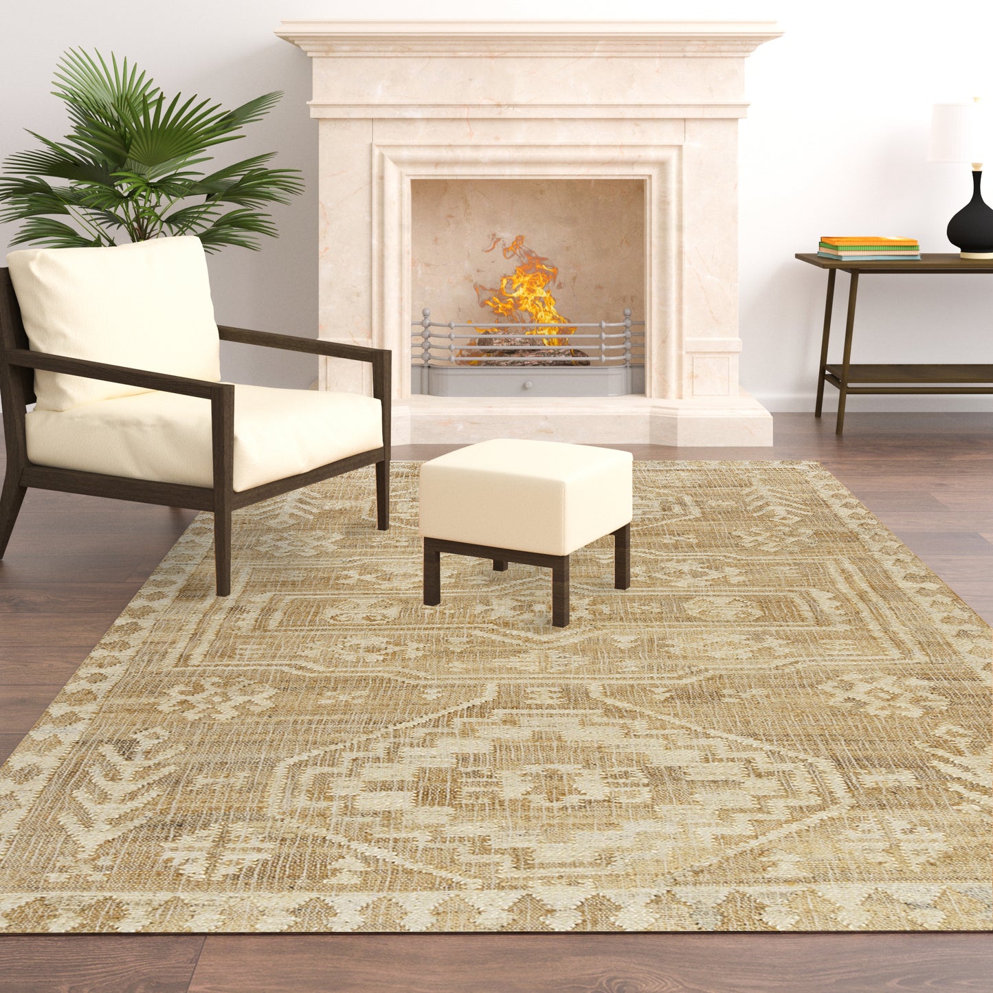 Birch-82485 Traditional Hand-Woven Natural/Ivory Cotton Indoor Area Rug - LR Home