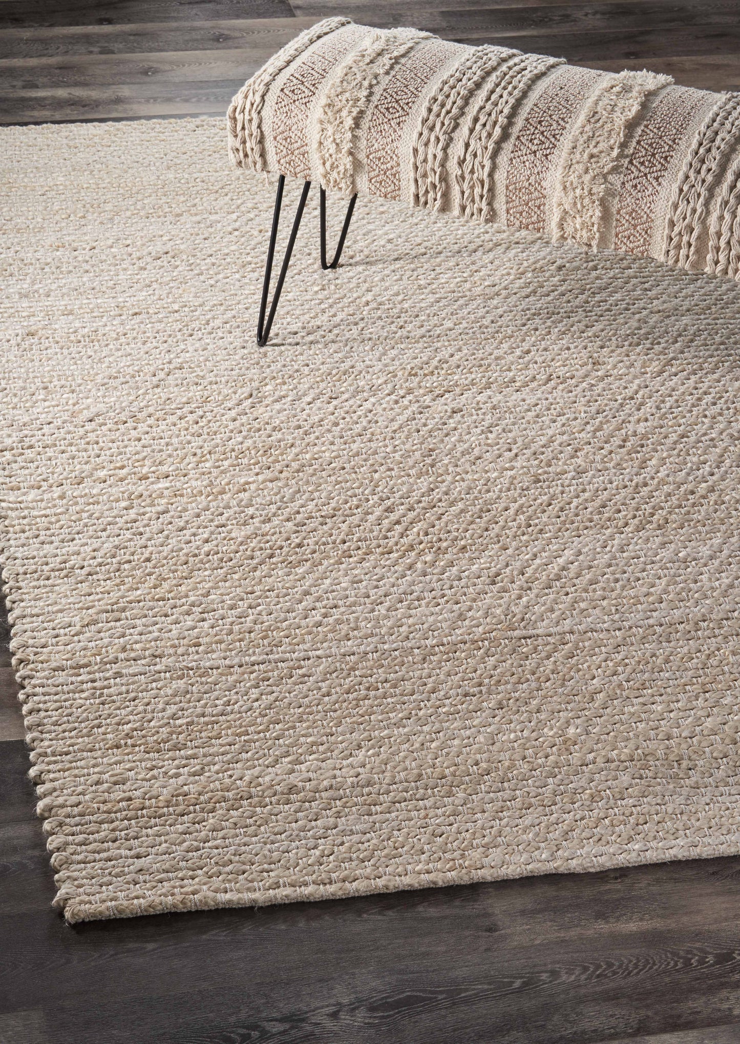 Bleached Naturals-81431 Farmhouse Hand-Woven Ivory Cotton Indoor Area Rug - LR Home