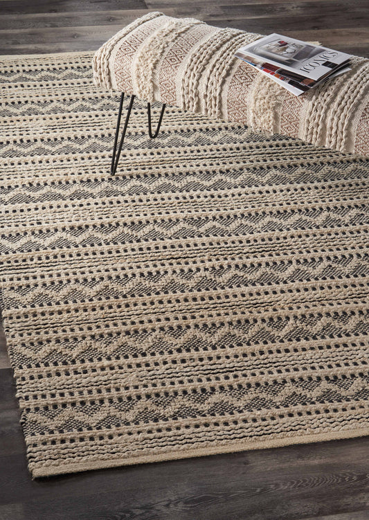 Bleached Naturals-81432 Farmhouse Hand-Woven Charcoal/Pink Cotton Indoor Area Rug - LR Home