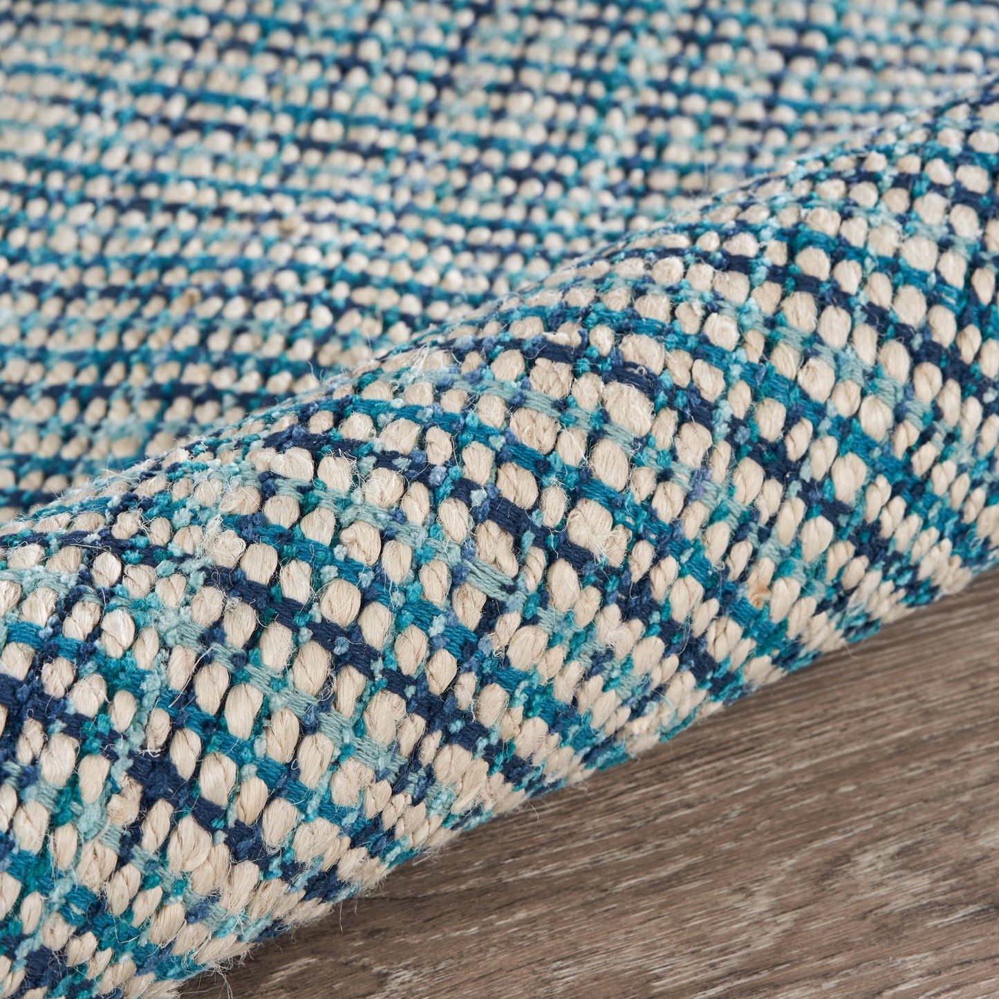 Bleached Naturals-81433 Farmhouse Hand-Woven Blue Cotton Indoor Area Rug - LR Home