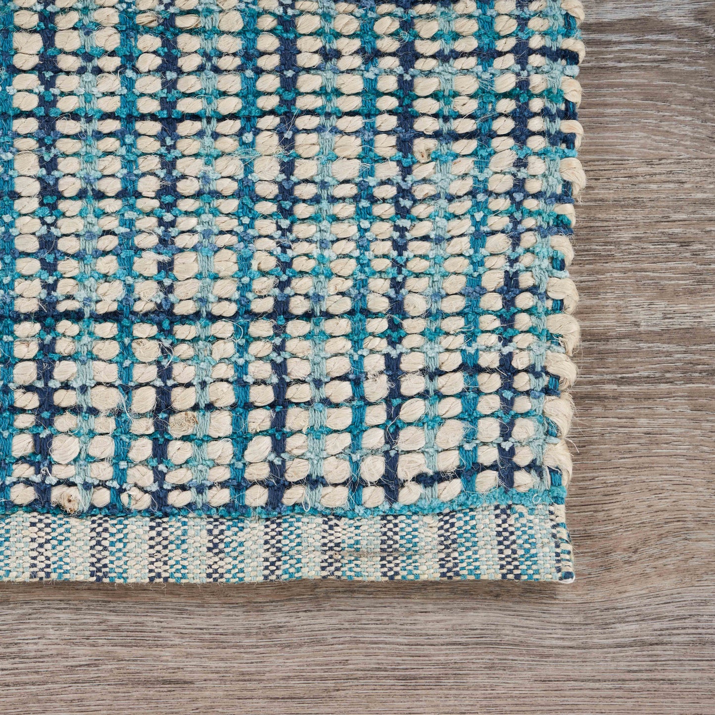 Bleached Naturals-81433 Farmhouse Hand-Woven Blue Cotton Indoor Area Rug - LR Home
