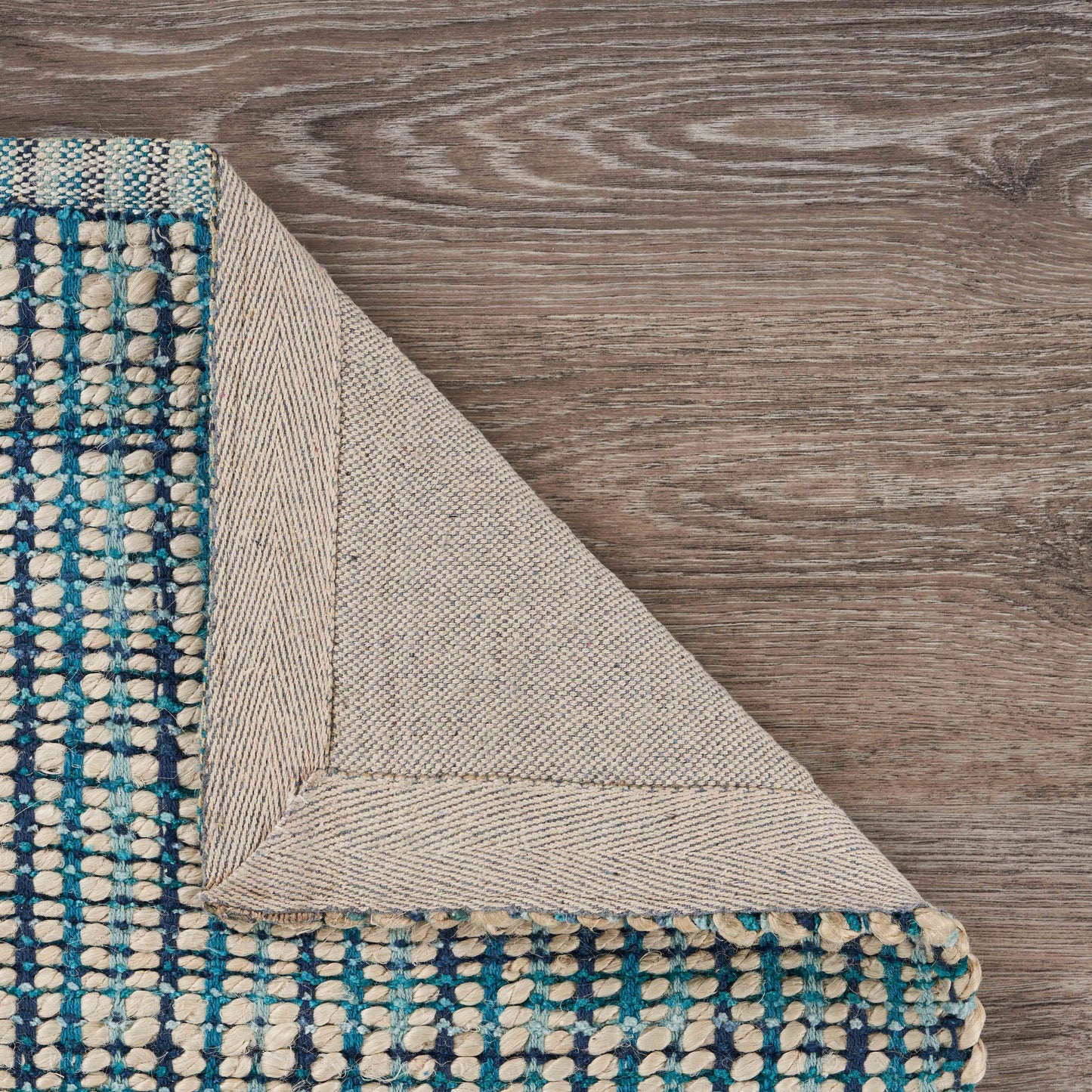 Bleached Naturals-81433 Farmhouse Hand-Woven Blue Cotton Indoor Area Rug - LR Home