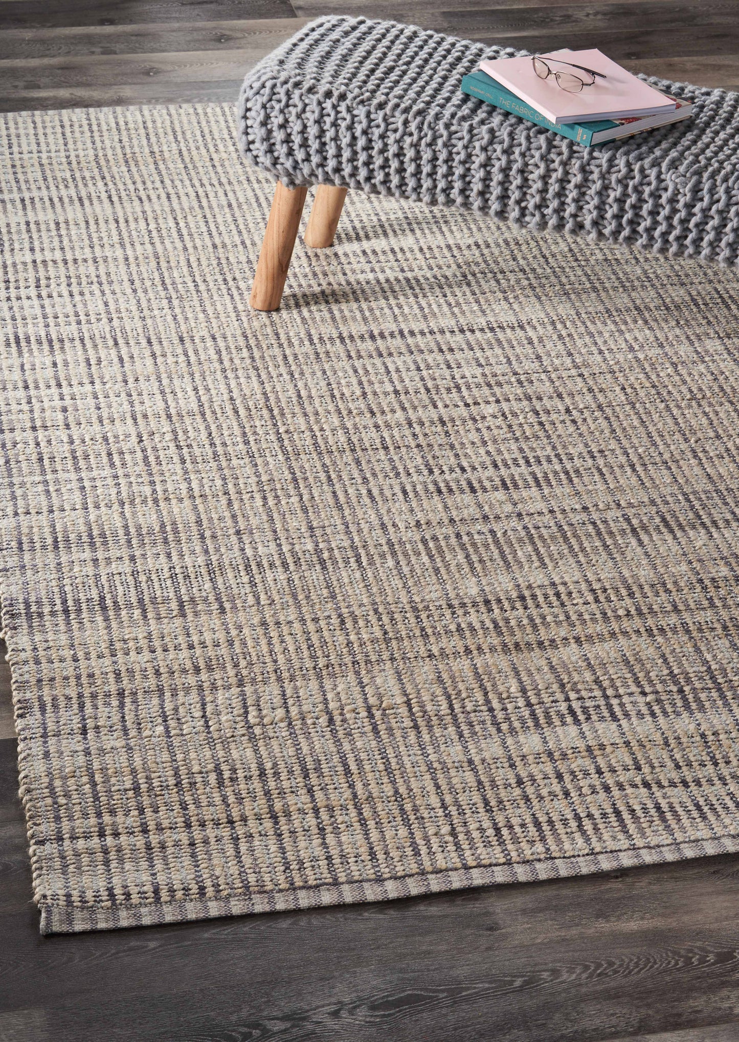 Bleached Naturals-81434 Farmhouse Hand-Woven Gray Cotton Indoor Area Rug - LR Home