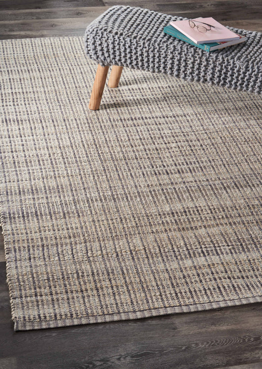 Bleached Naturals-81434 Farmhouse Hand-Woven Gray Cotton Indoor Area Rug - LR Home
