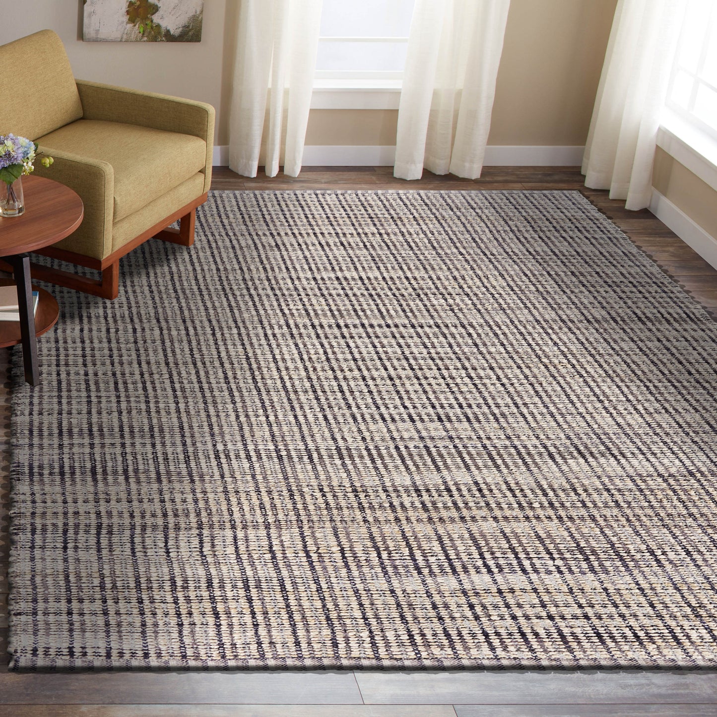 Bleached Naturals-81434 Farmhouse Hand-Woven Gray Cotton Indoor Area Rug - LR Home