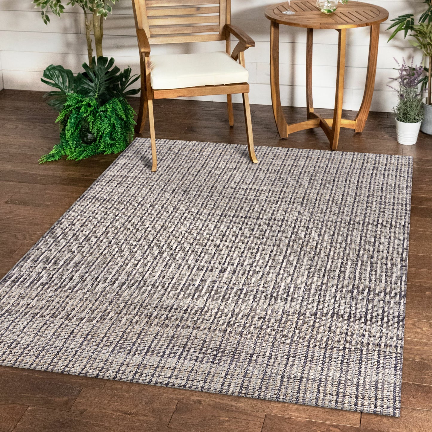 Bleached Naturals-81434 Farmhouse Hand-Woven Gray Cotton Indoor Area Rug - LR Home