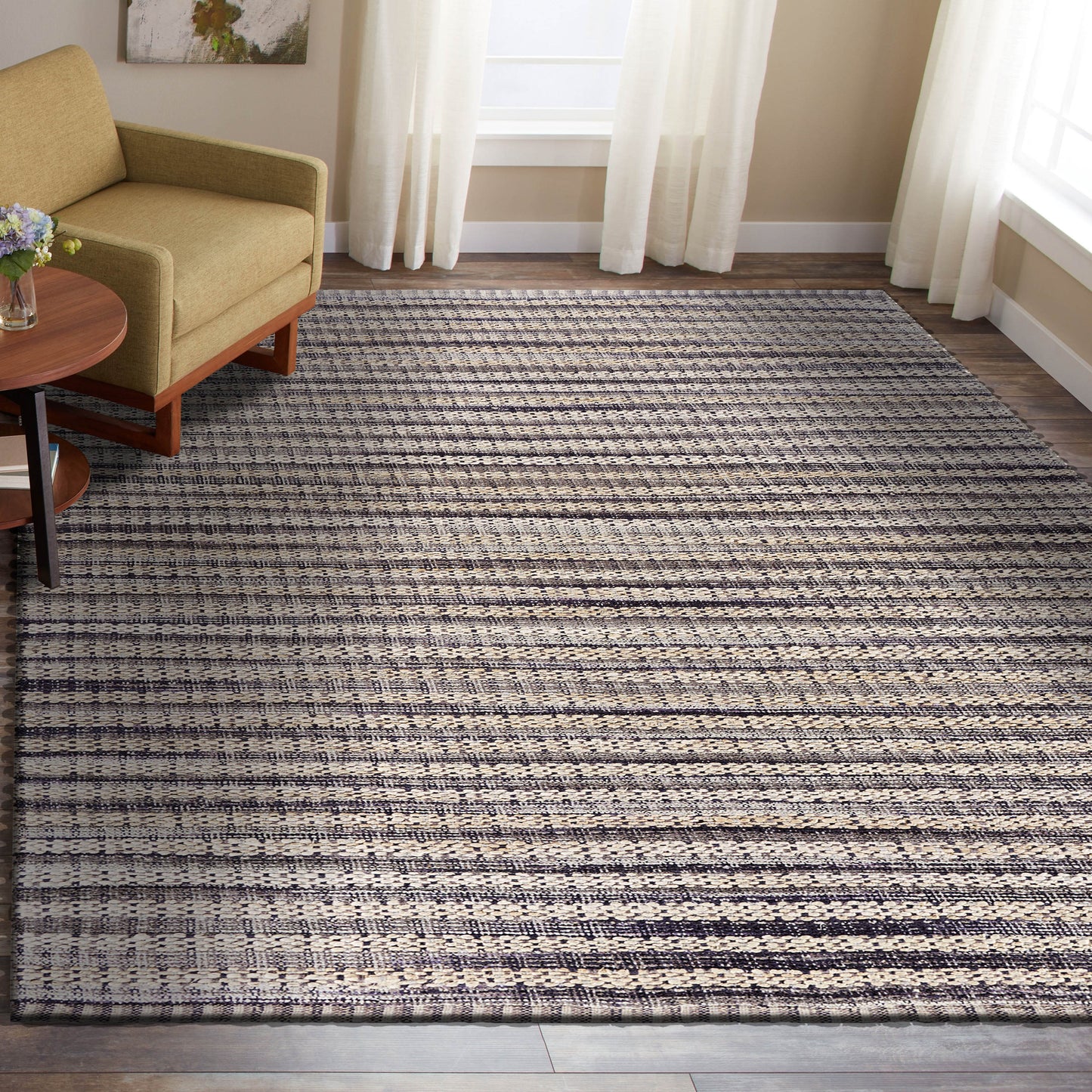 Bleached Naturals-81435 Farmhouse Hand-Woven Gray/Ivory Cotton Indoor Area Rug - LR Home