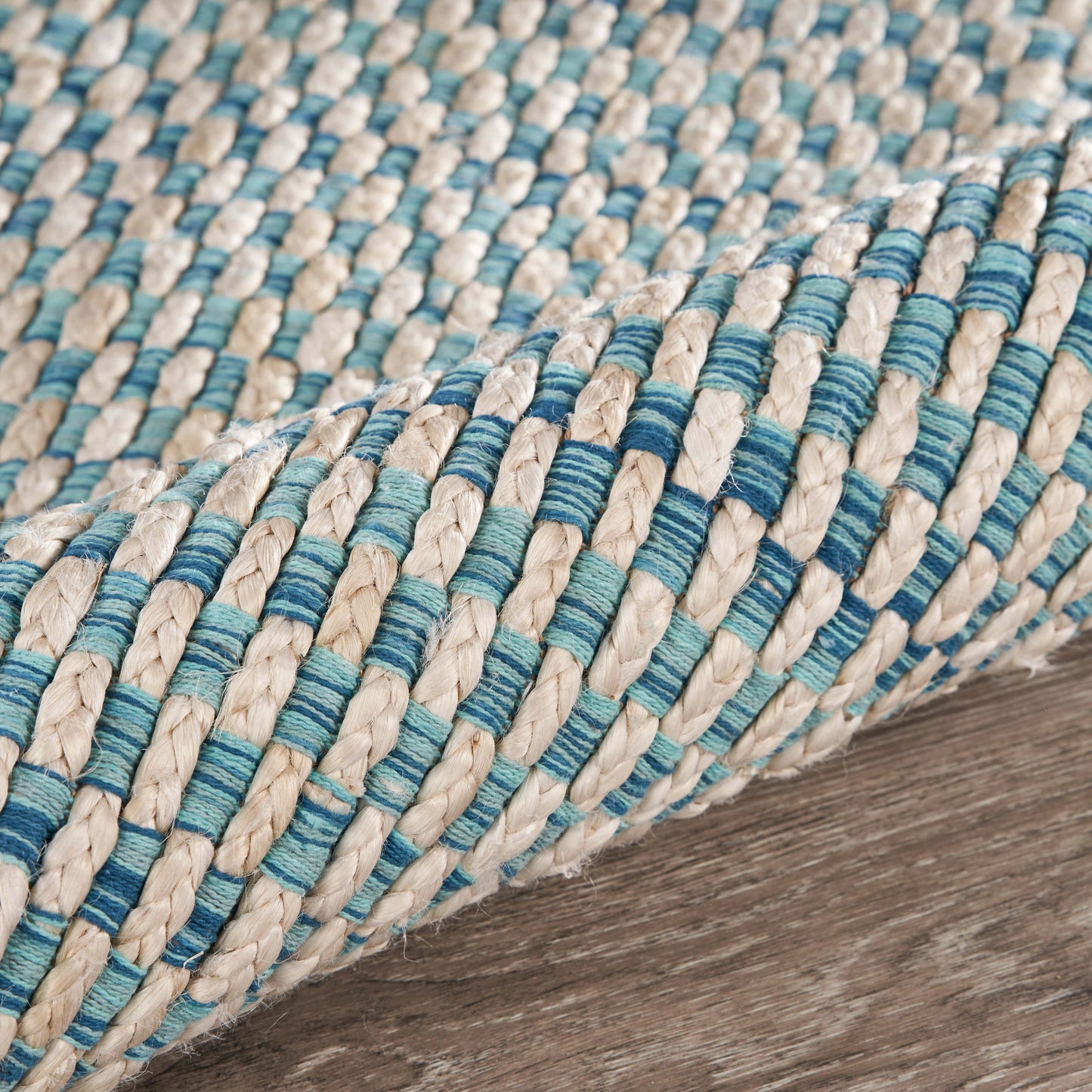 Bleached Naturals-81436 Farmhouse Hand-Woven Blue/Ivory Cotton Indoor Area Rug - LR Home